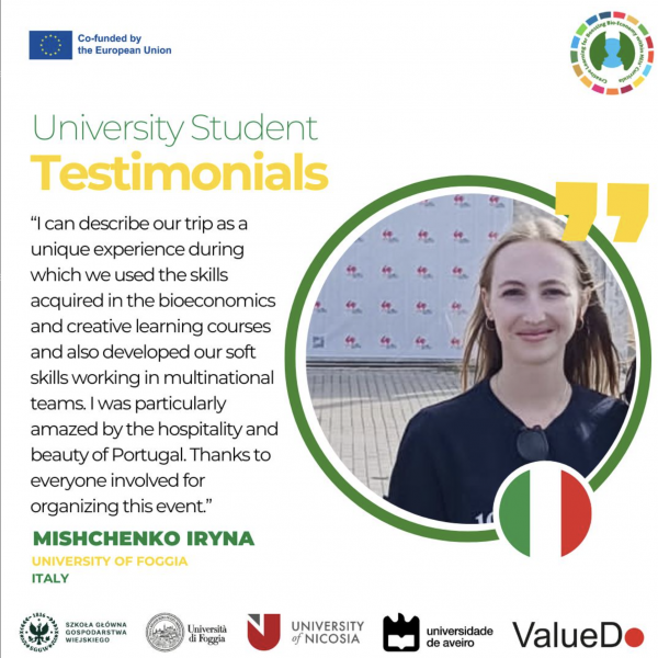 Mishchenko Iryna, Student from University of Foggia, Italy